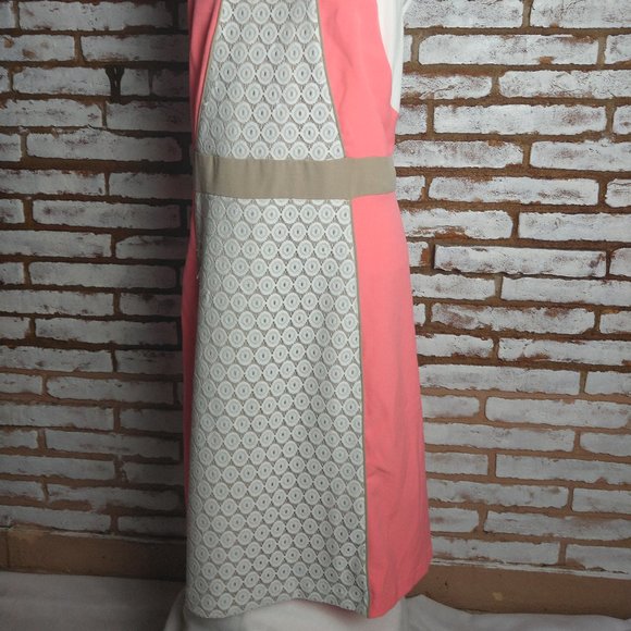 Studio 1 NY Dress Color Block Coral & Ivory w Cro - Picture 2 of 11